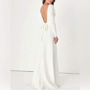 Iconic Love Story White Backless Long Sleeve Maxi Dress from Lulus